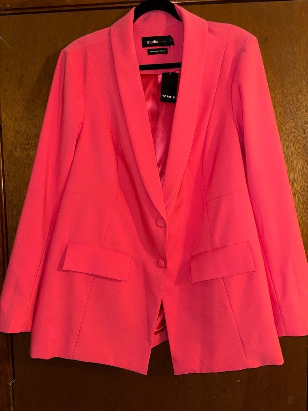 Torrid Studio Hot Pink Shawl Collar Two-Button Blazer New With Tags